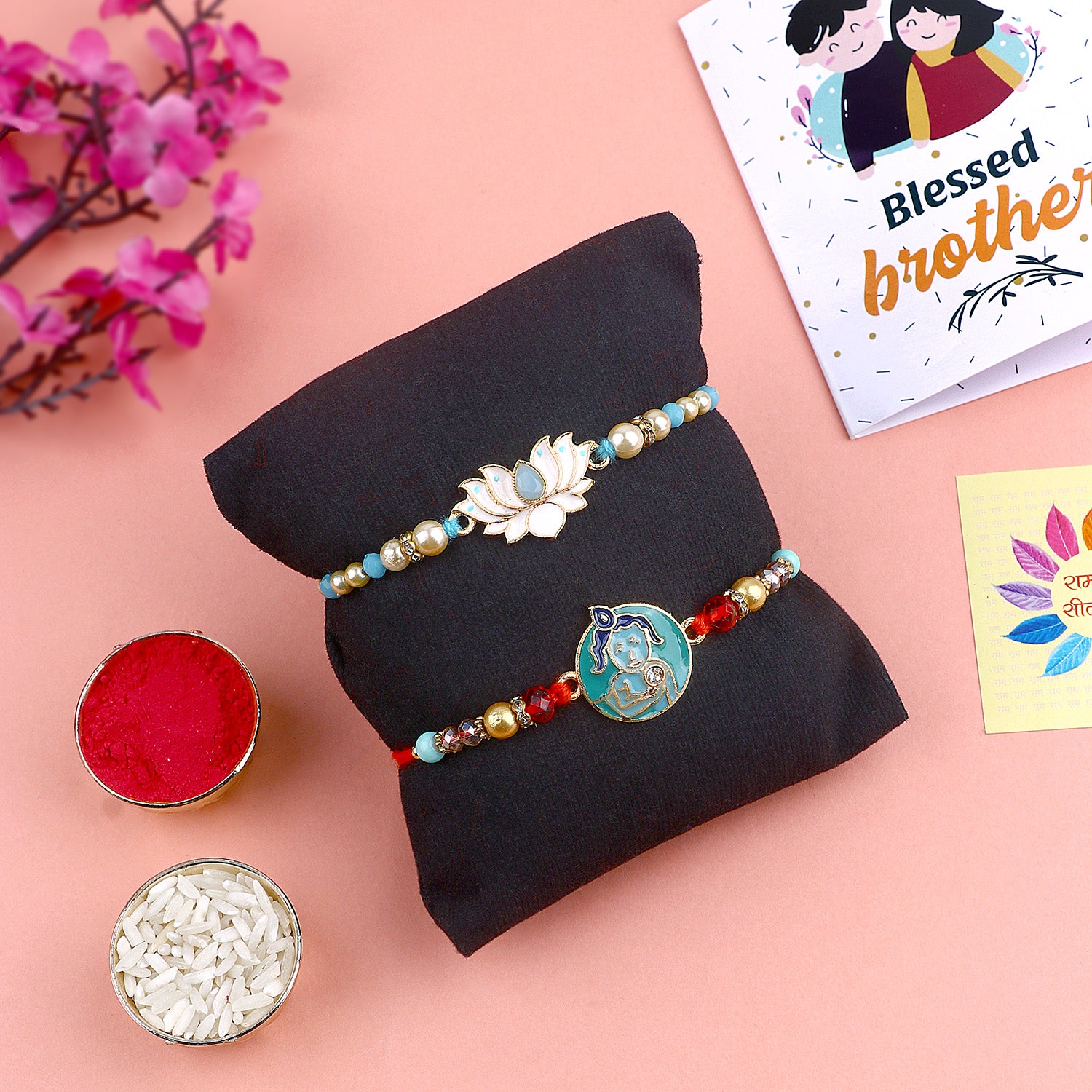 Artistic Evil Eye Rakhi to Ward off the Evil Gaze (Set of 2)1 (15) Bhai-Behen Ki Jodi: Traditional Rakhi Set of 2