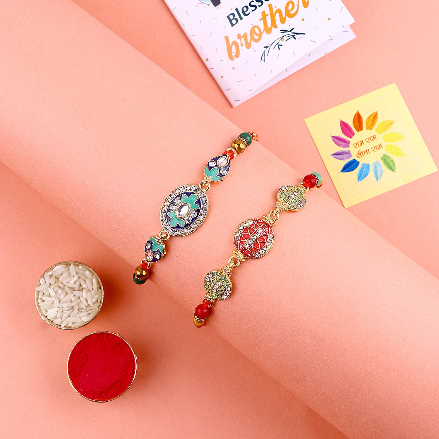 Bandhan Sambandh: Traditional Rakhi Set of 2