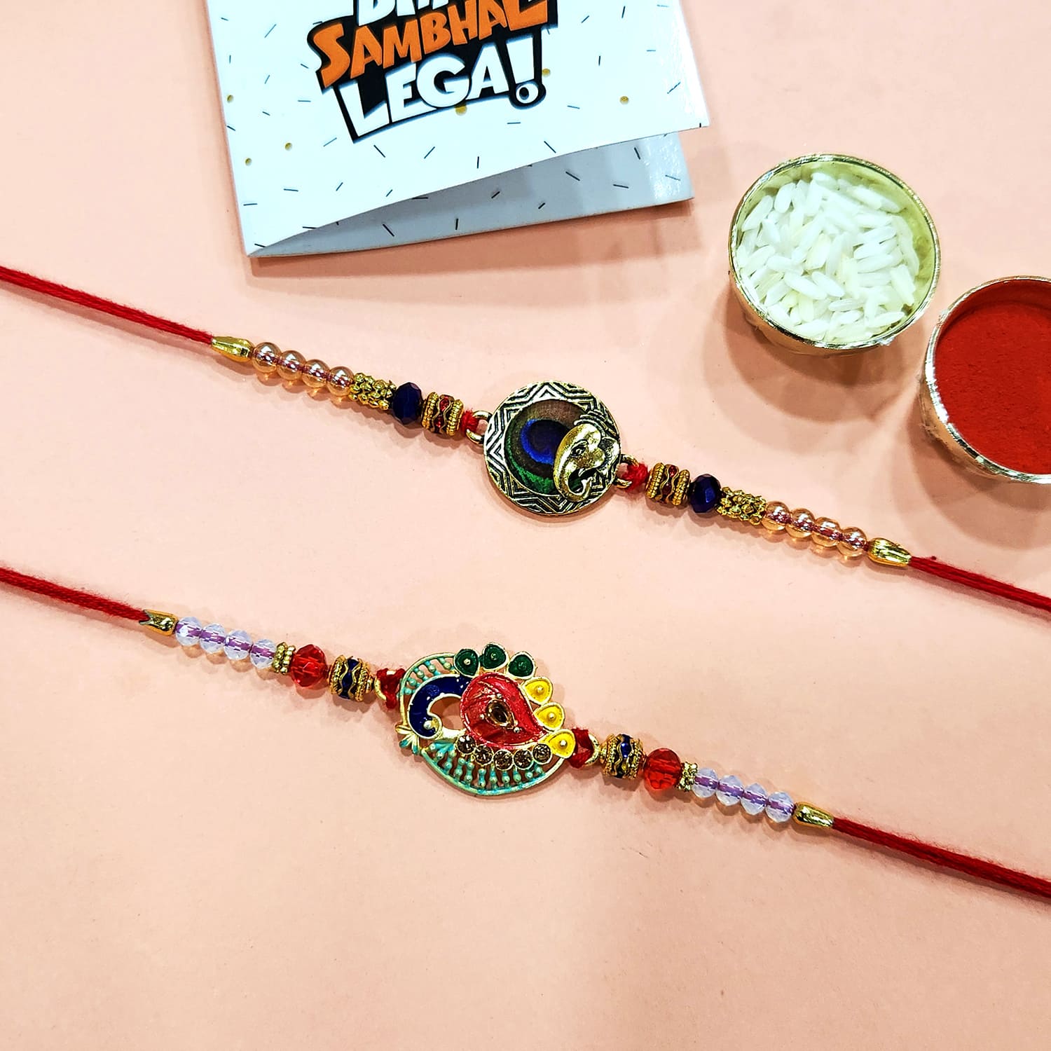 Blessed Sentiments: Rakhi Set of 2 Blessed Sentiments: Rakhi Set of 2