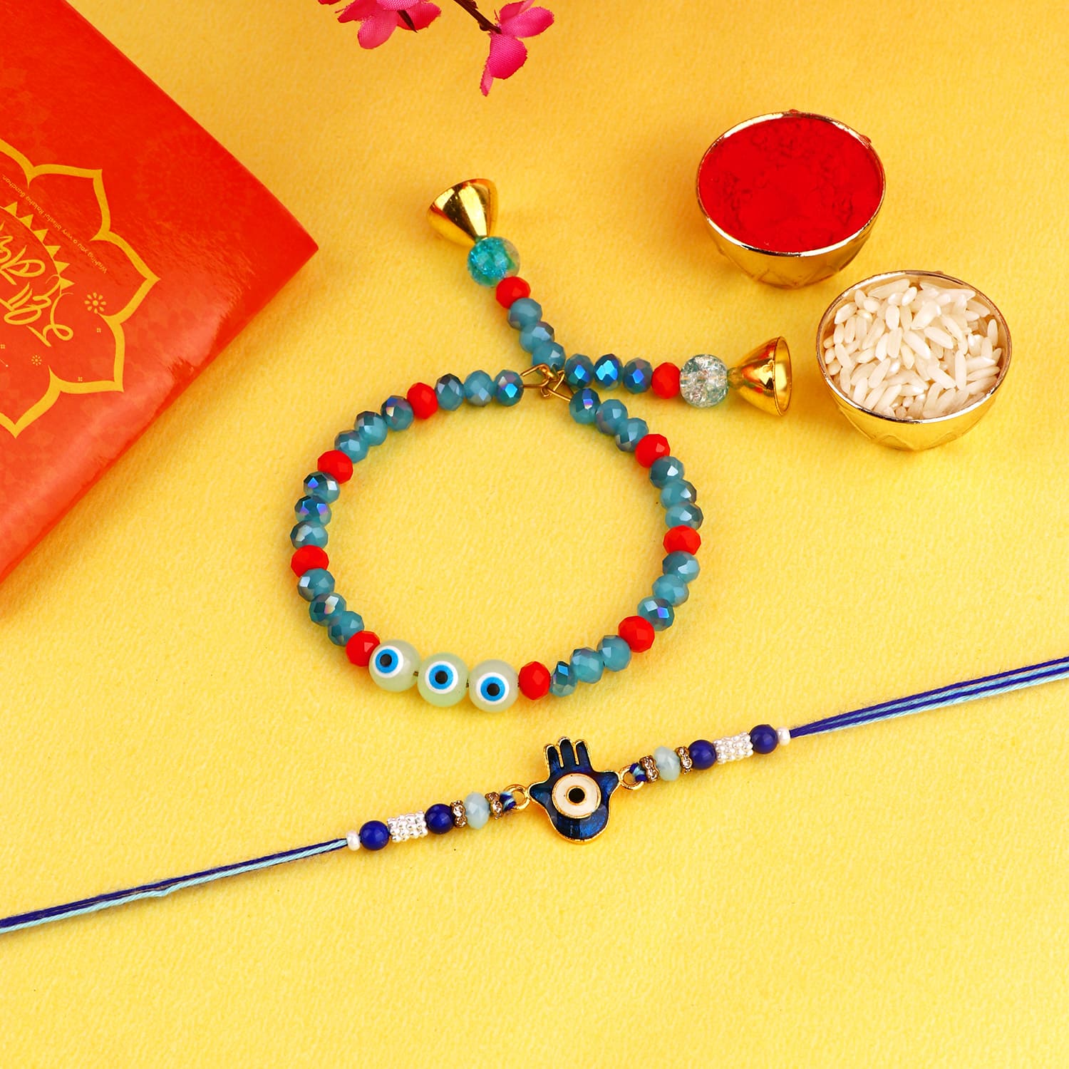 Jubilant Bond: Bhaiya Bhabhi Rakhi Set