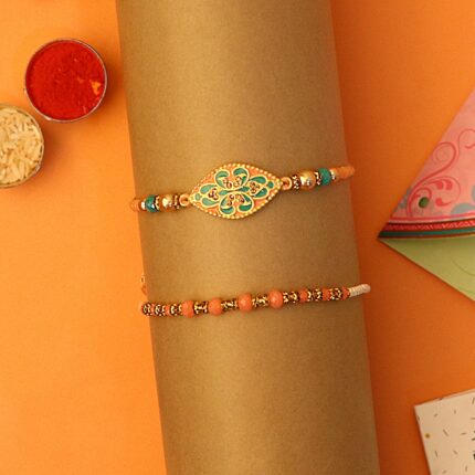 Magnificent Beaded Bhaiya Rakhi Set of 2