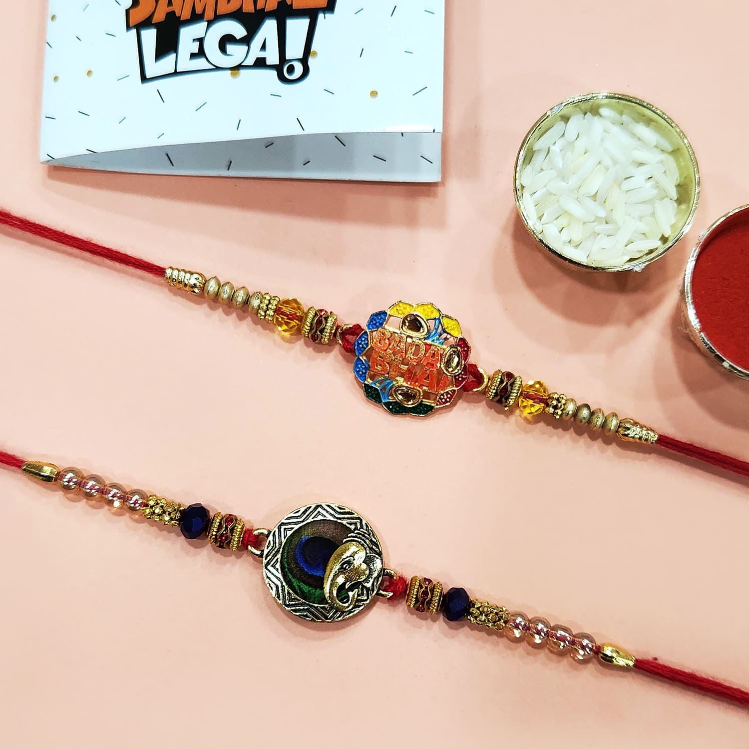 Sacred Symphony: Rakhi Set of 2