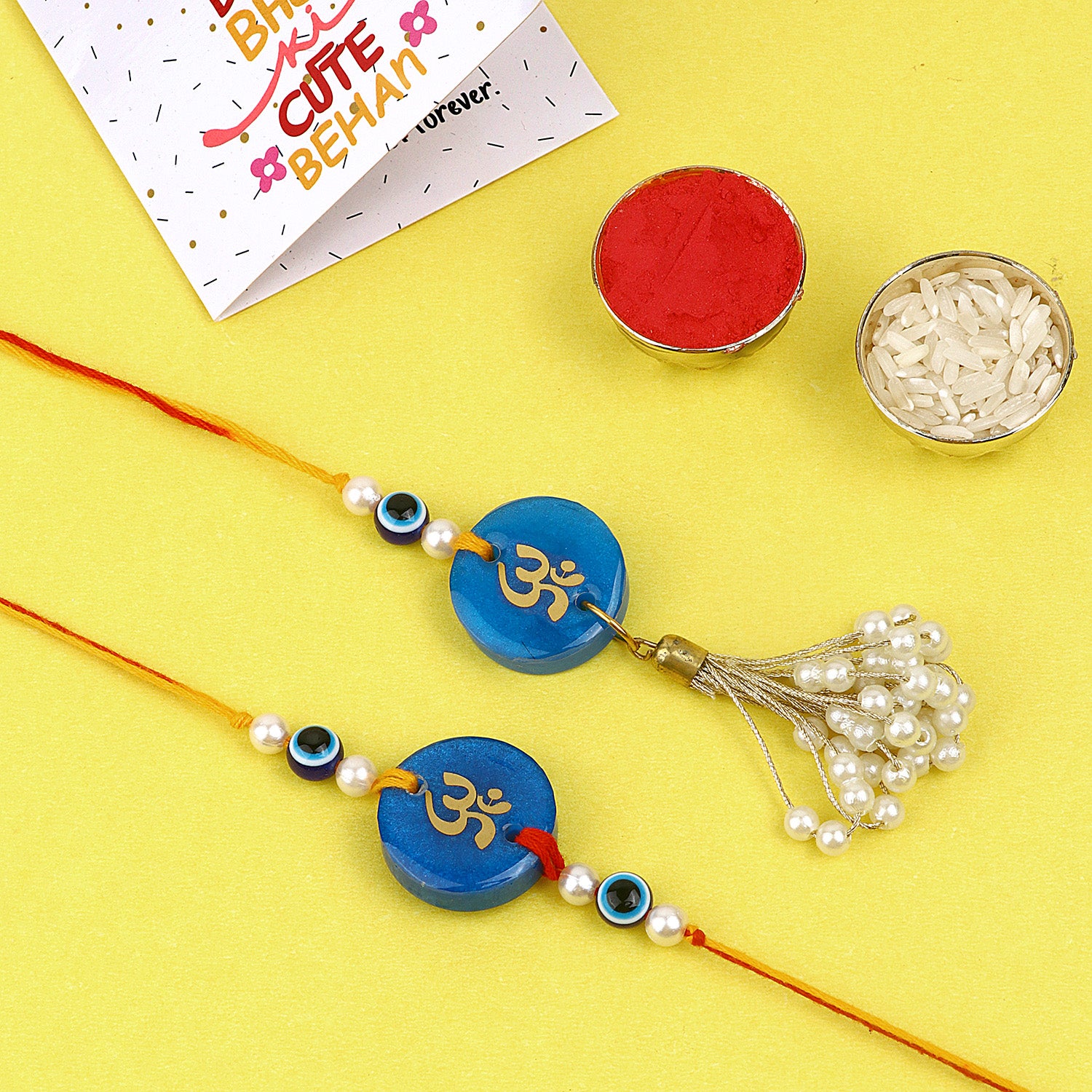 Samridhi Sutra Resin Bhaiya Bhabhi Rakhi Set