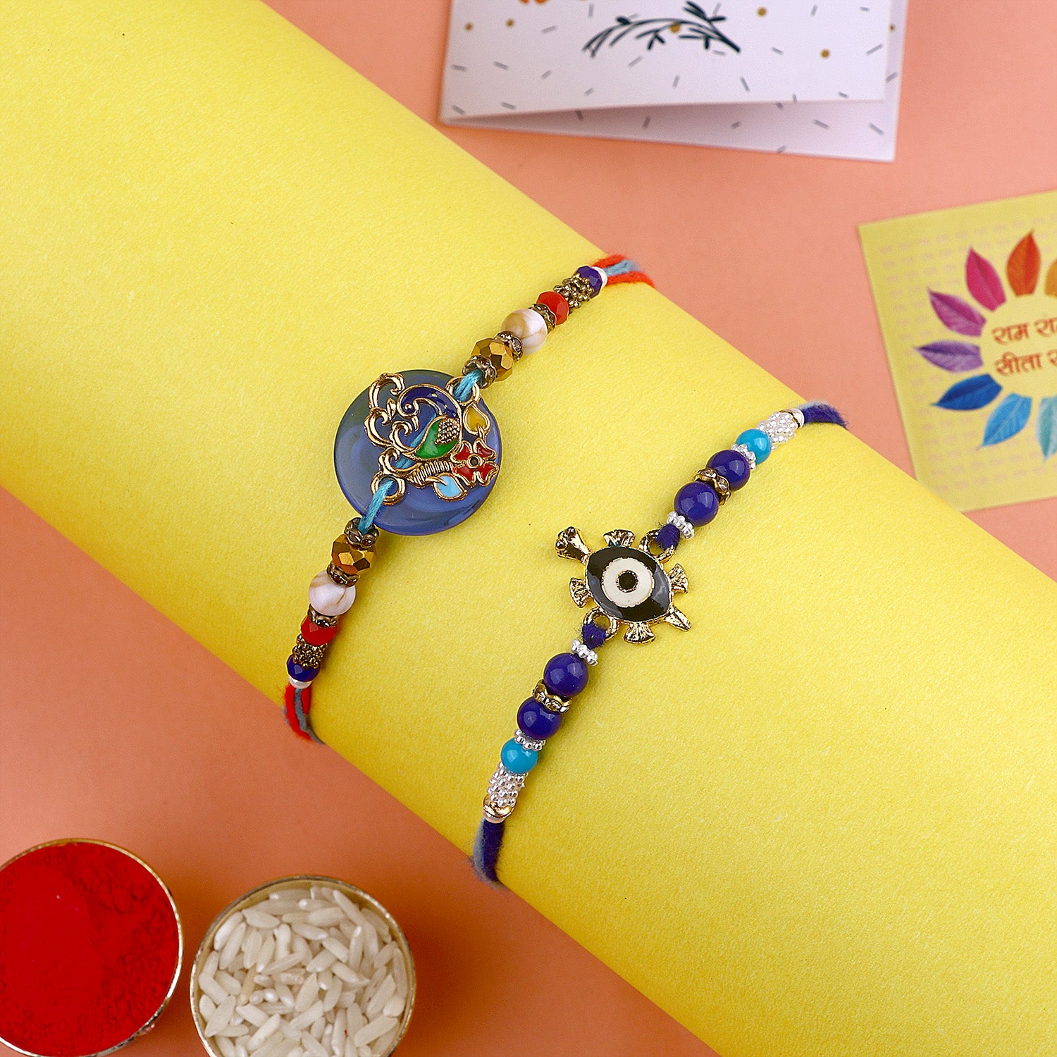 Traditional Bliss: Rakhi Set of 2