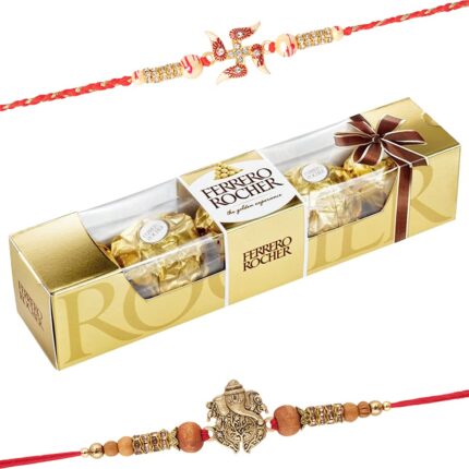 Ganesha & Swastik Rakhi with Ferrero Rocher