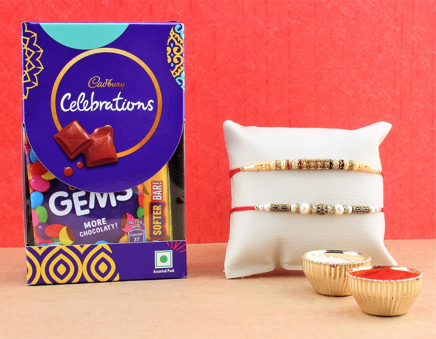 91mLRIAdsYL._SL1500_.jpg Designer Pearls Rakhi With Cadbury Celebrations