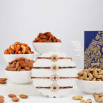 Kundan Floral Design Rakhi With Dry Fruits