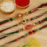 Multi-colour Pearl Rakhi and Roli- chawal Set