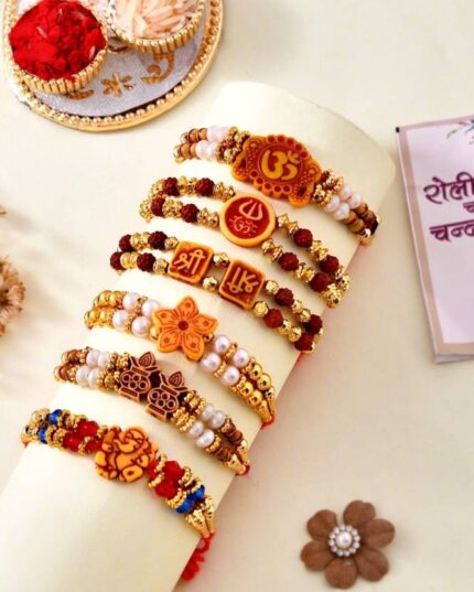 Om Swastik Rudrakash Rakhi Set