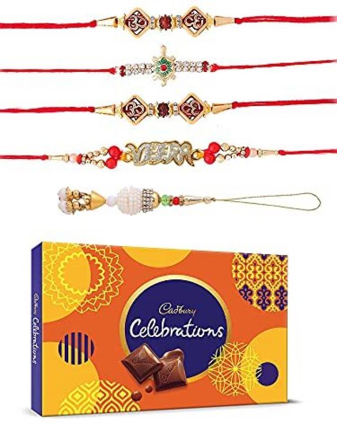 Om Veera & Bhaiya-Bhabhi Rakhi and Cadbury Celebrations combo1 Om Veera & Bhaiya-Bhabhi Rakhi and Cadbury Celebrations combo
