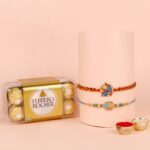 Multi-colour Shree Krishna Rakhi with Ferrero Rocher Chocolates