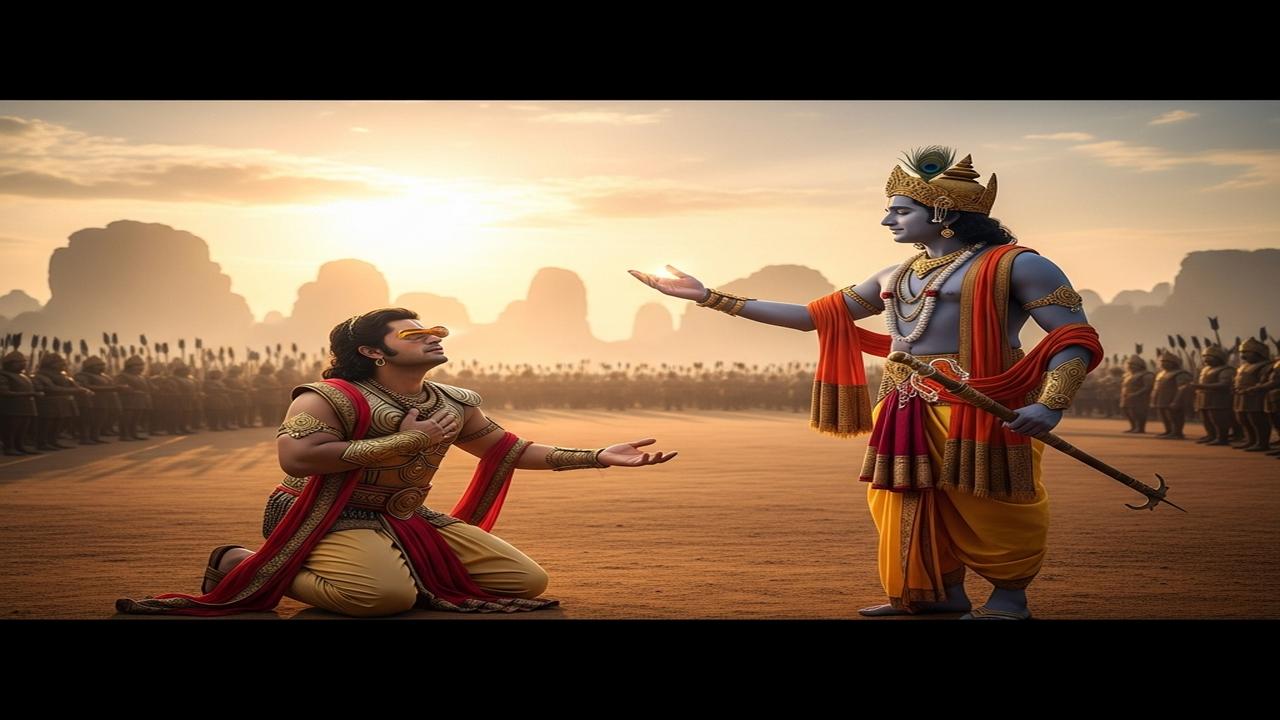 Krishna Grants Arjuna Divine Eyes to See His Universal Form
