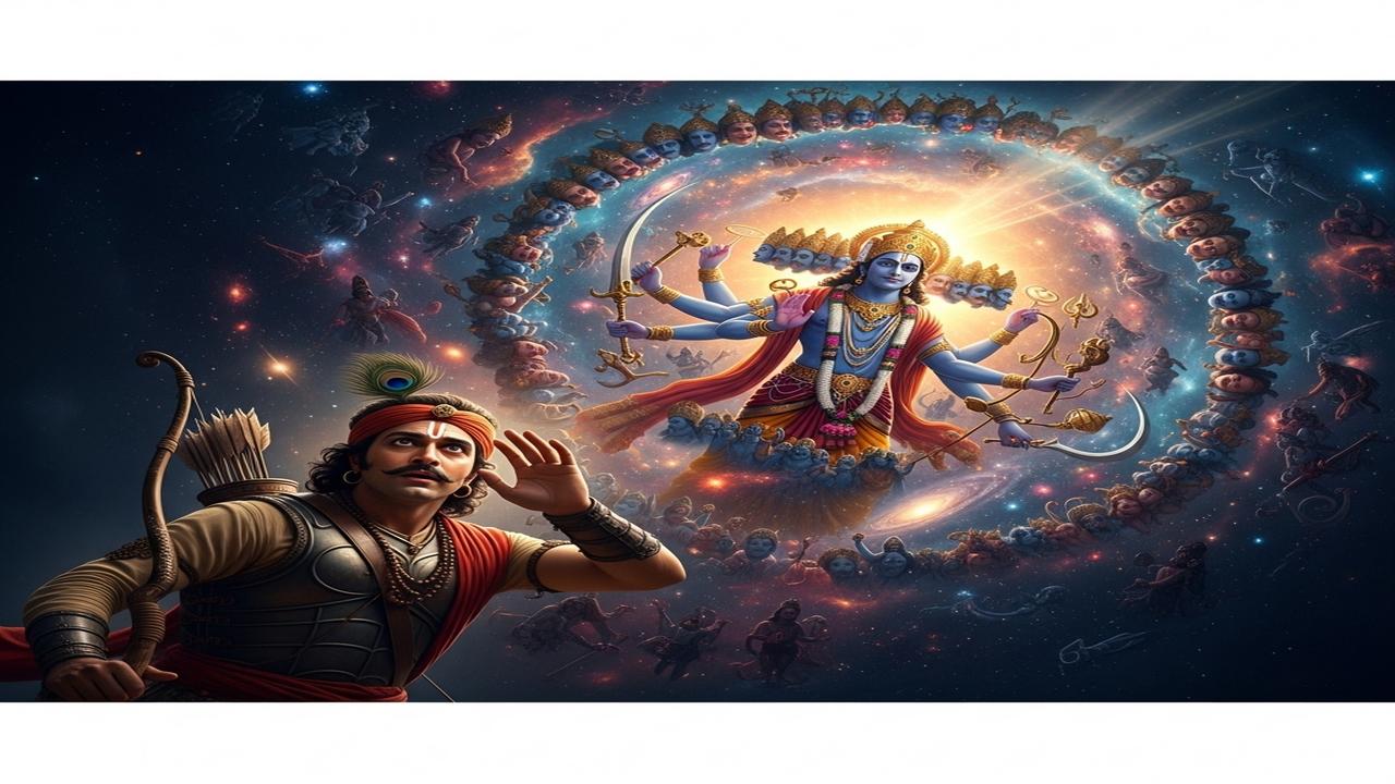 Arjuna Sees the Cosmic Form of Krishna
